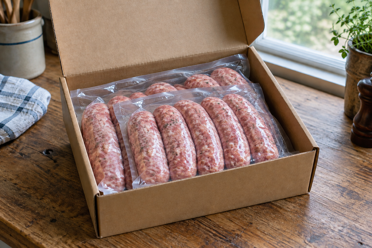 Sausage Box – Oxford Sandy & Black Pork